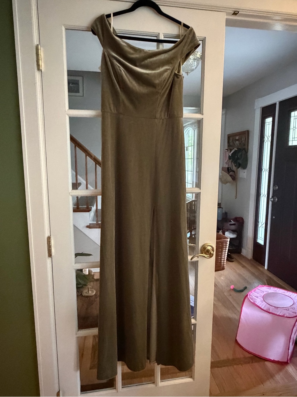 Jenny Yoo Rhea Sage Green Velvet Gown